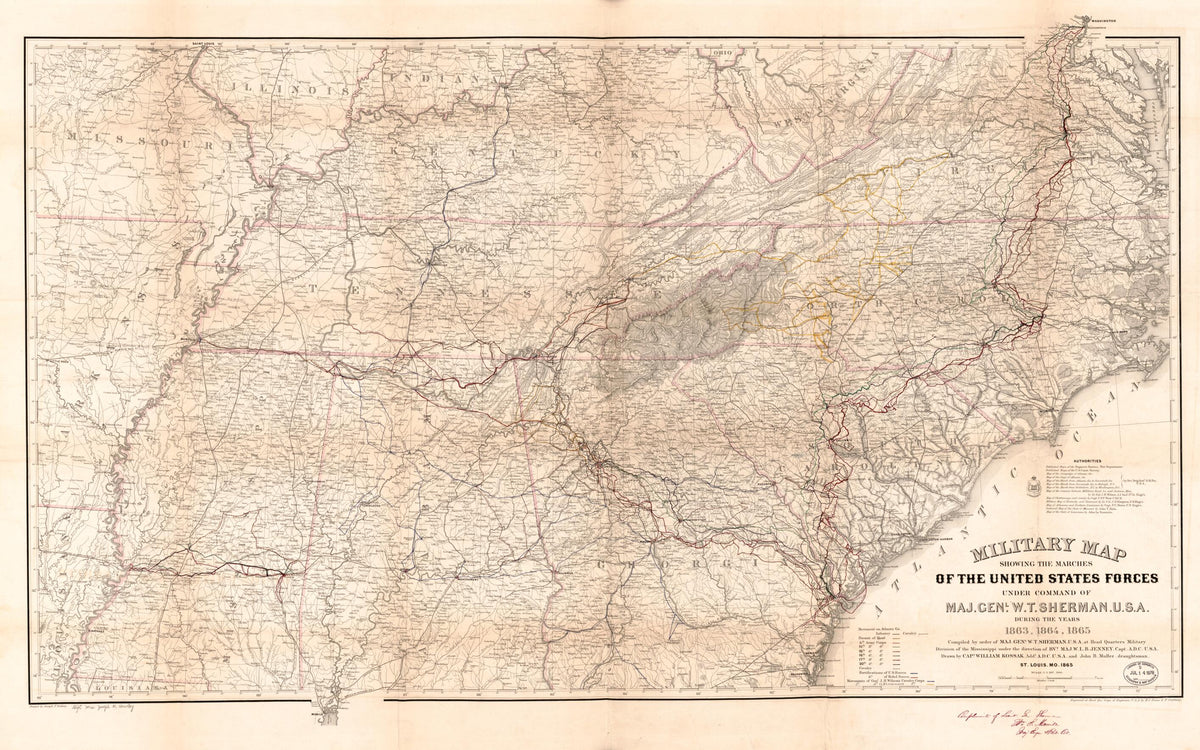 Military Map Showing the Marches of the United States Forces Under Command of Maj. Gen&