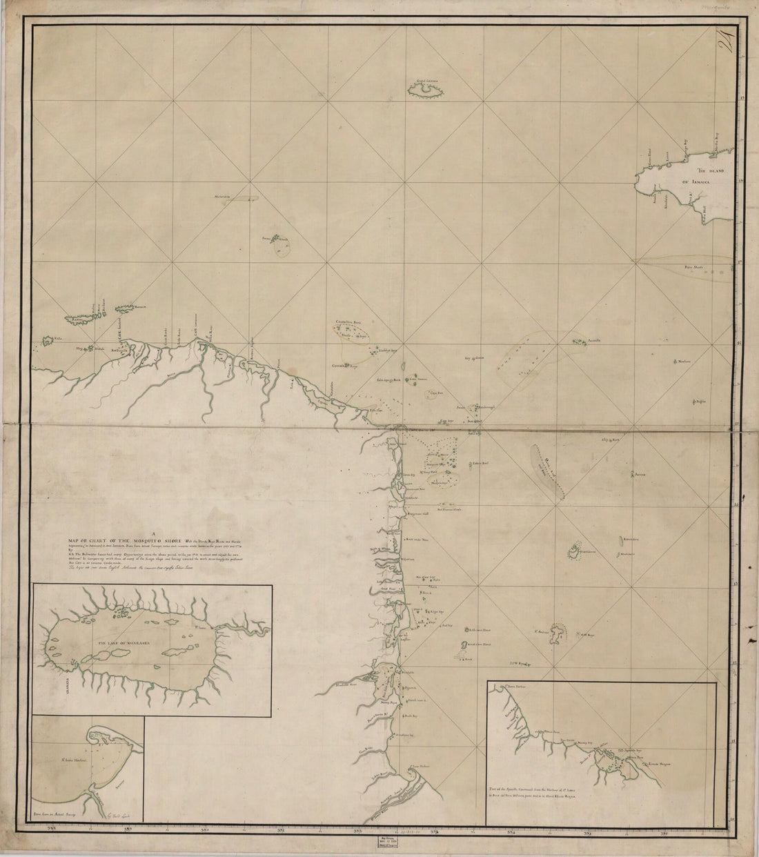 This old map of A Map Or Chart of the Mosquito Shore : With the Islands, Keys, Rocks and Shoals, Adjacent to (or Between) It and Iamaica from 1781 was created by David Lambi in 1781