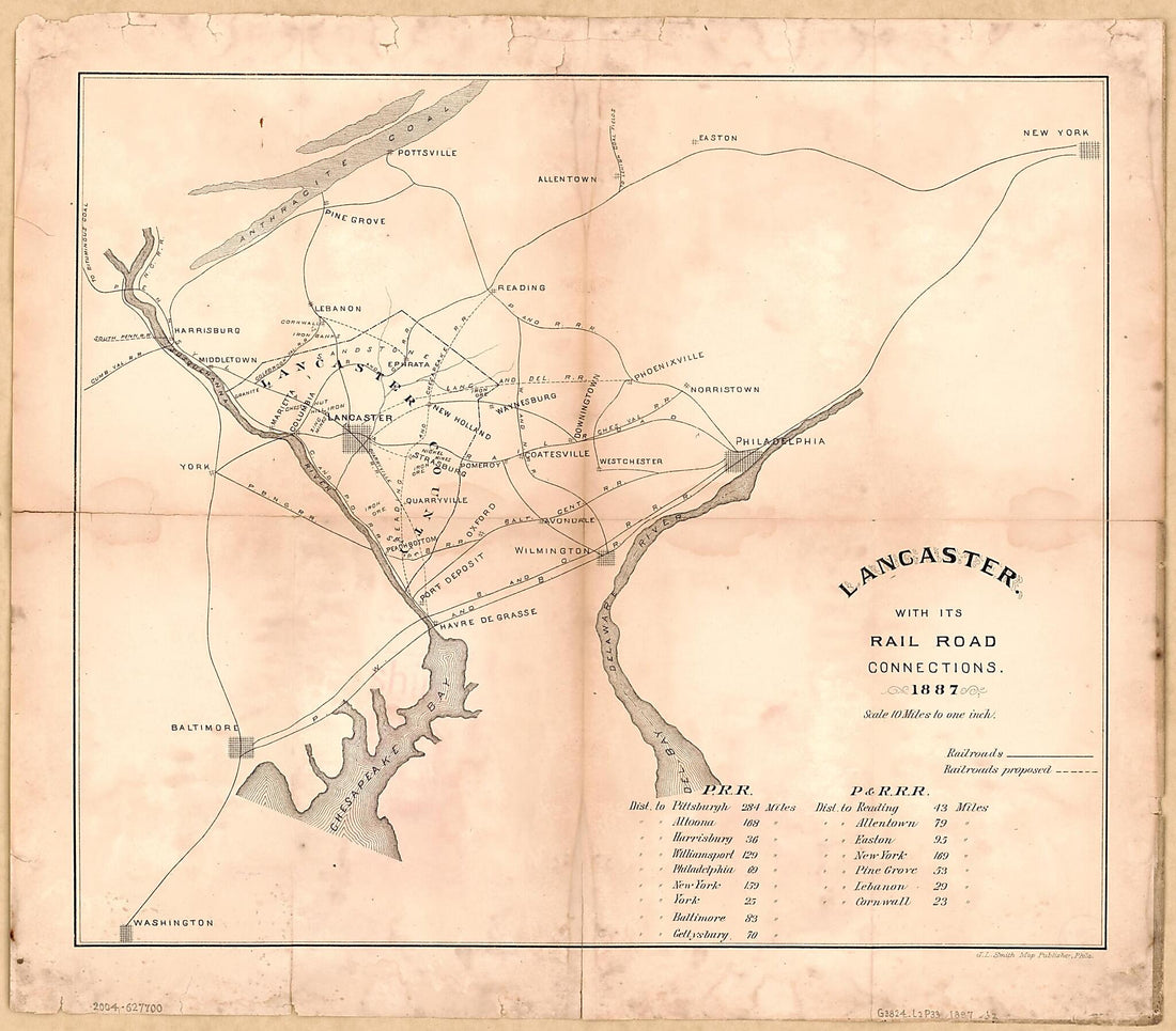 This old map of Lancaster, With Its Rail Road Connections : from 1887. (Lancaster, With Its Railroad Connections :) was created by  J.L. Smith Co in 1887