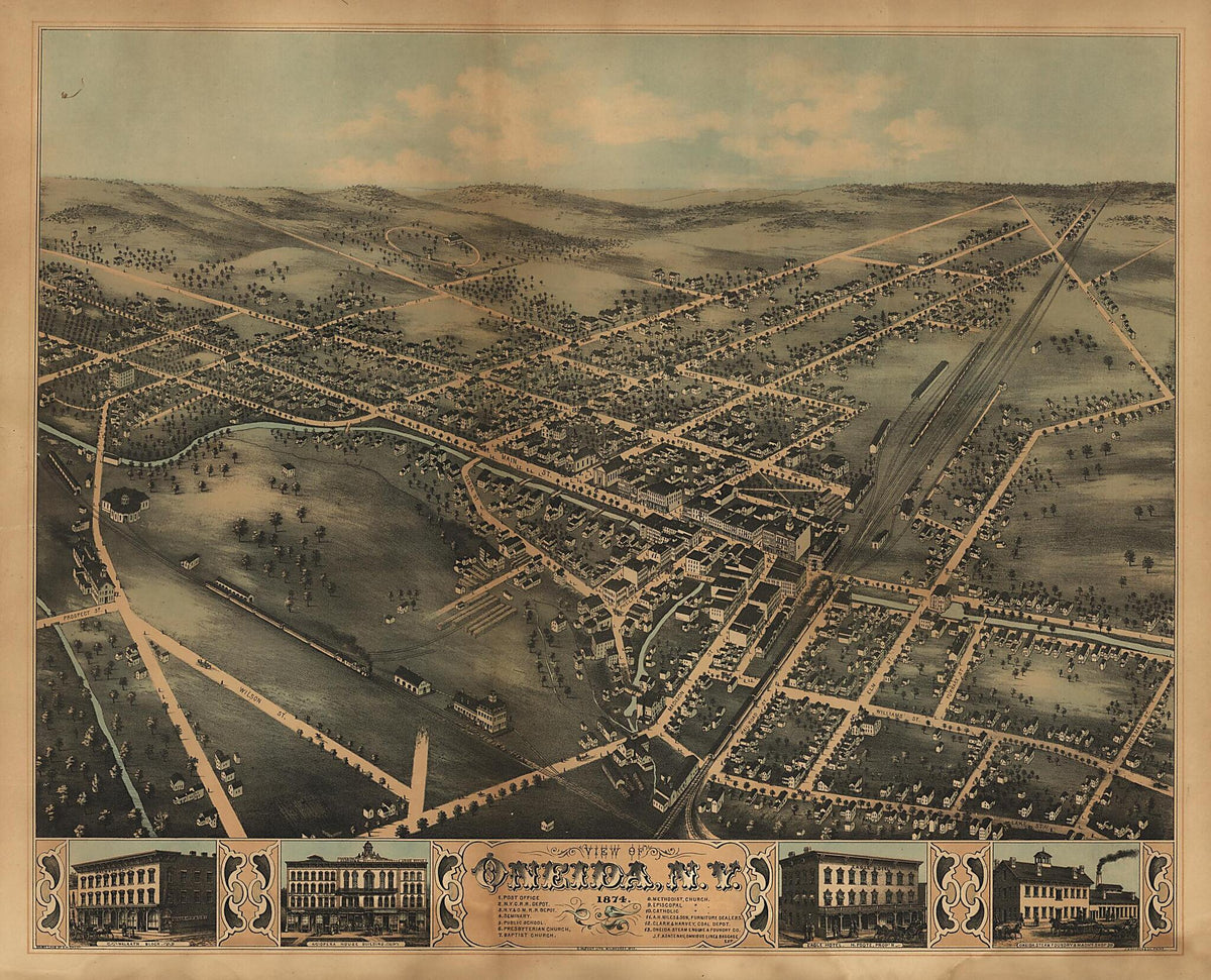 View of Oneida, New York : 1874 by Relic Map Company