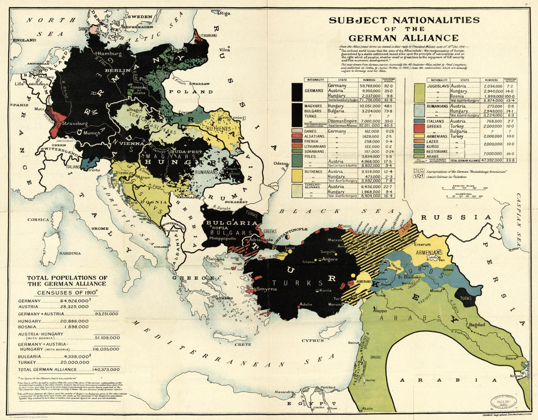 This old map of Subject Nationalities of the German Alliance : from the Allies&