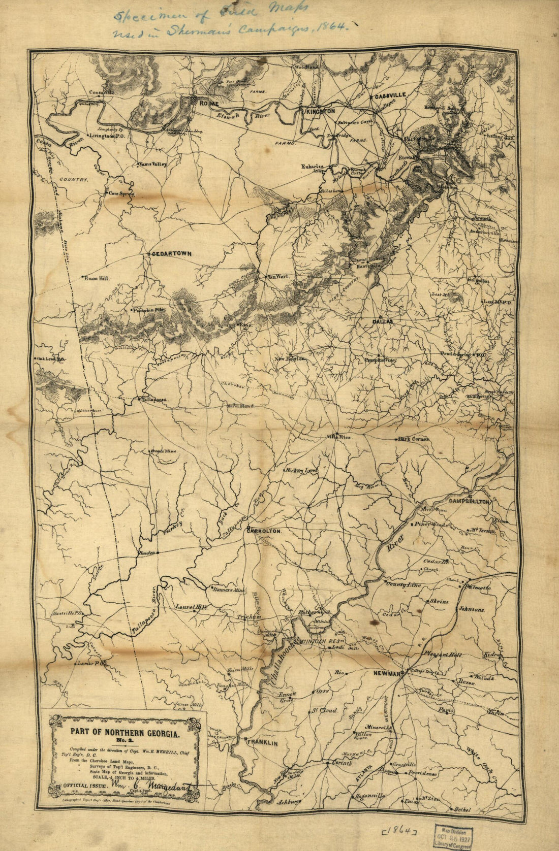 This old map of Part of Northern Georgia : No. 2 from 1864 was created by Wm. C. (William C.) Margedant, W. E. (William Emery) Merrill,  United States. Army. Corps of Topographical Engineers in 1864