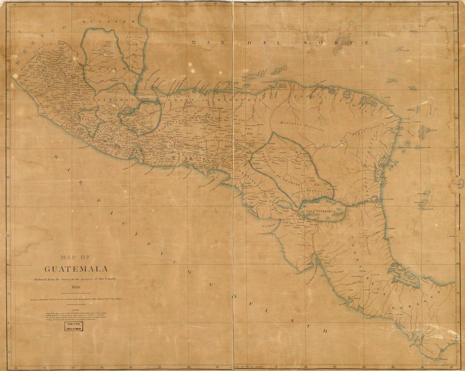 Map of Guatemala : Reduced from the Survey In the Archives of That Country, 1826 by Relic Map Company