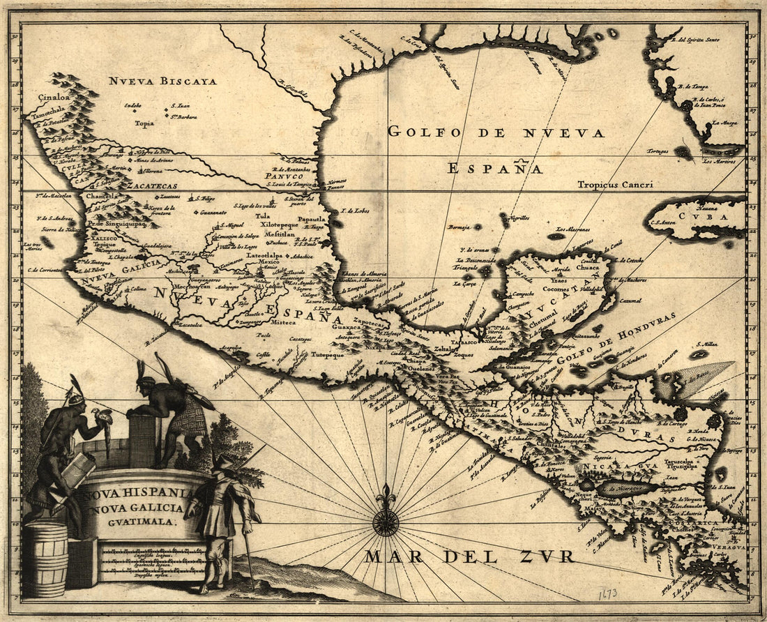 This old map of Nova Hispania, Nova Galicia, Gvatimala. (Nova Hispania, Nova Galicia, Guatimala) from 1671 was created by Arnoldus Montanus, John Ogilby in 1671