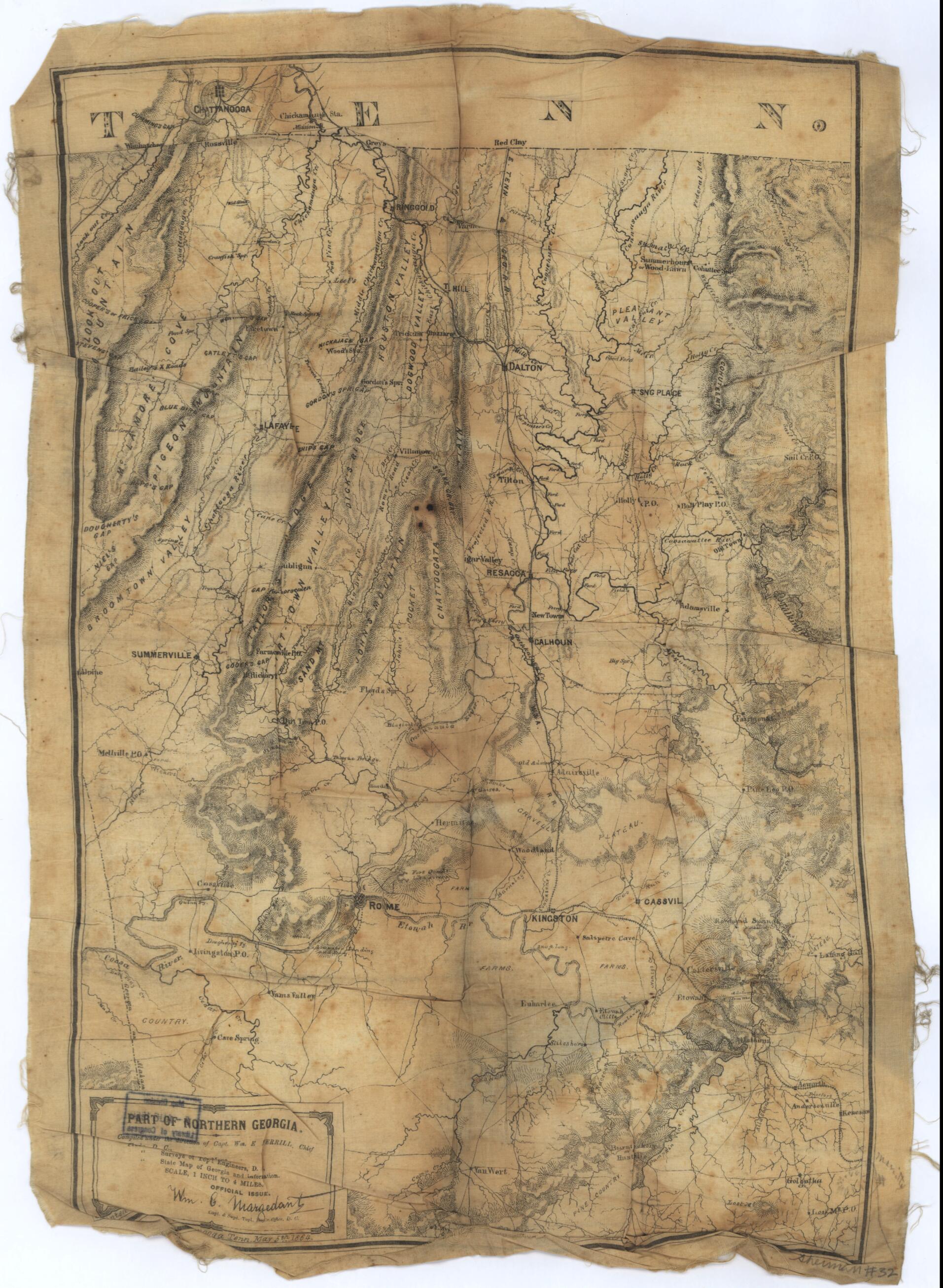 This old map of Part of Northern Georgia from 1864 was created by Wm. C. (William C.) Margedant, W. E. (William Emery) Merrill,  United States. Army. Corps of Topographical Engineers in 1864