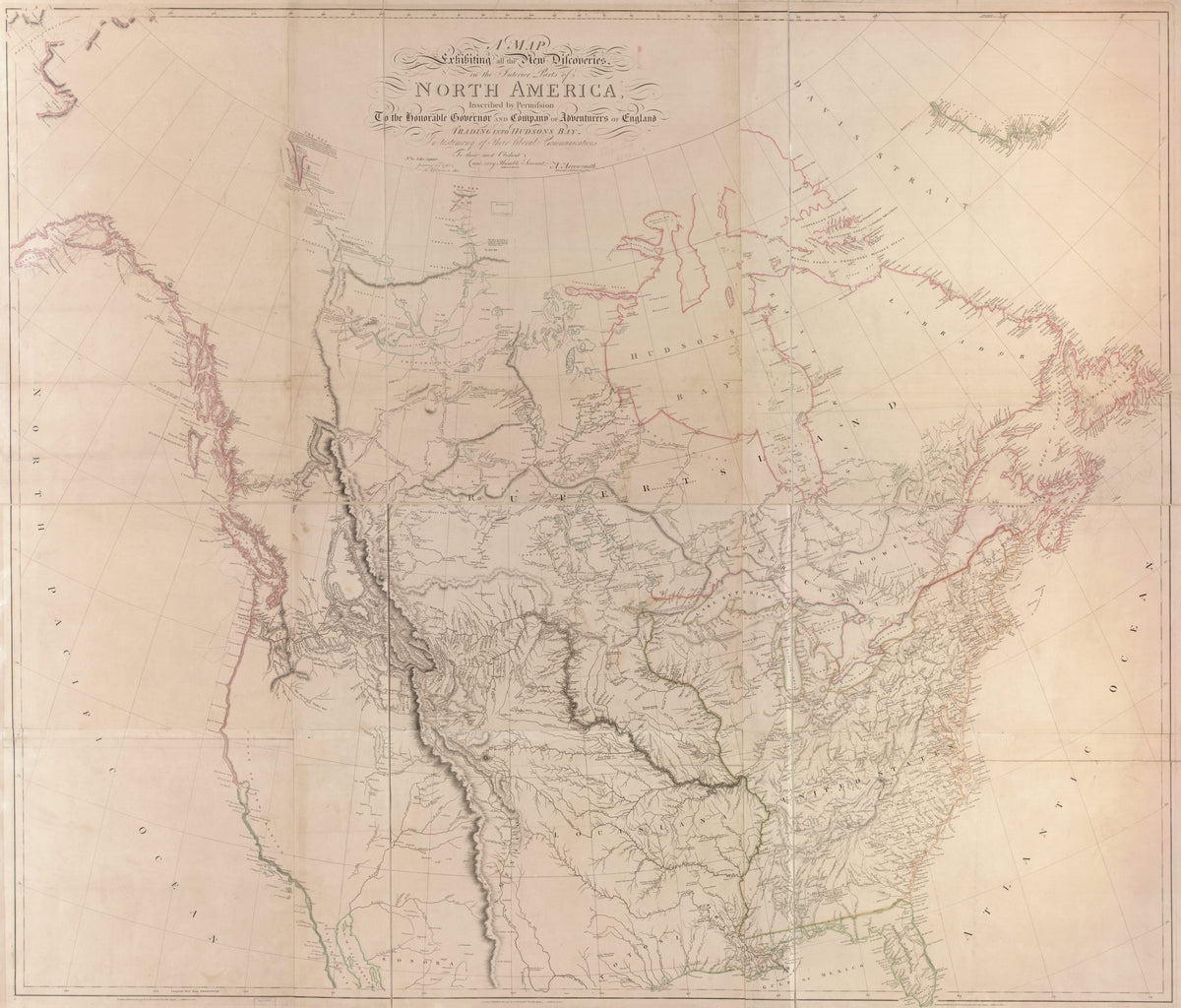 A Map Exhibiting All the New Discoveries In the Interior Parts of North America 1814 by Relic Map Company