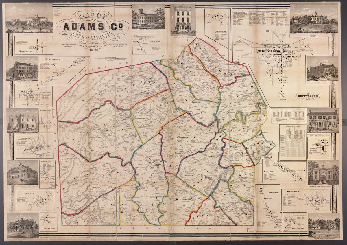 Map of Adams Co., Pennsylvania in 1858 by Relic Map Company