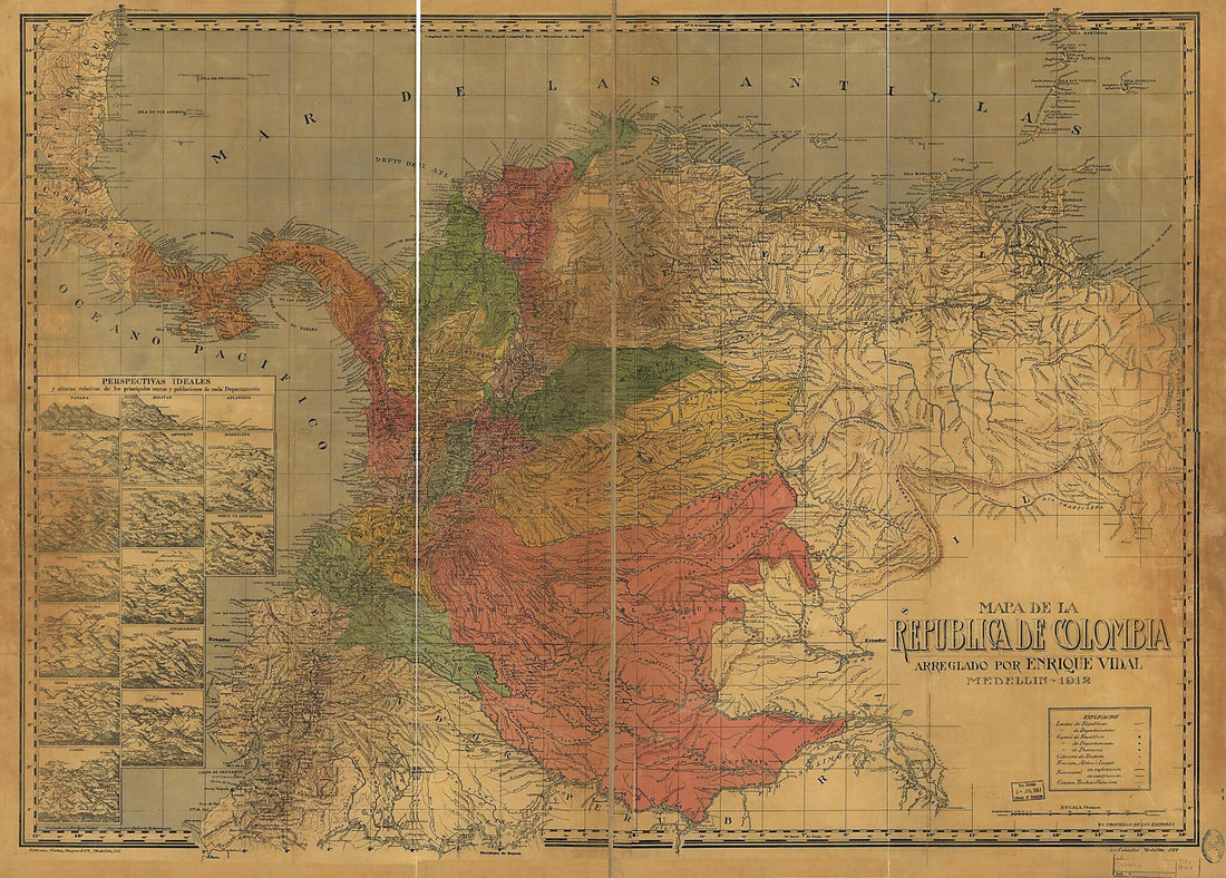 This old map of Mapa De La Republica De Colombia from 1912 was created by Enrique Vidal in 1912