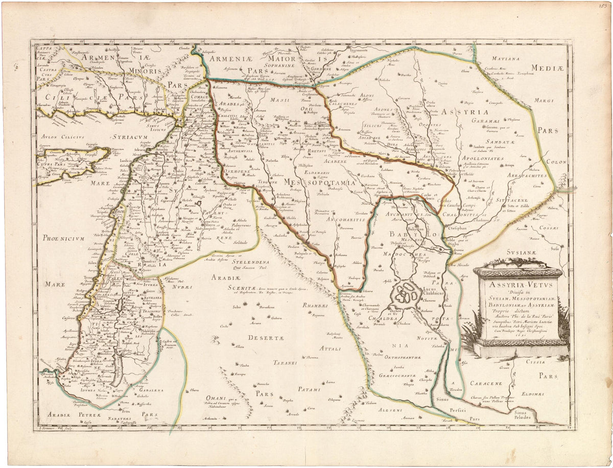 Assyria Vetvs Diuisa In Syriam, Messopotamiam, Babyloniam, Et Assyriam (Assyria Vetus Divisa In Syriam, Messopotamiam, Babyloniam, Et Assyriam) 1651 by Relic Map Company