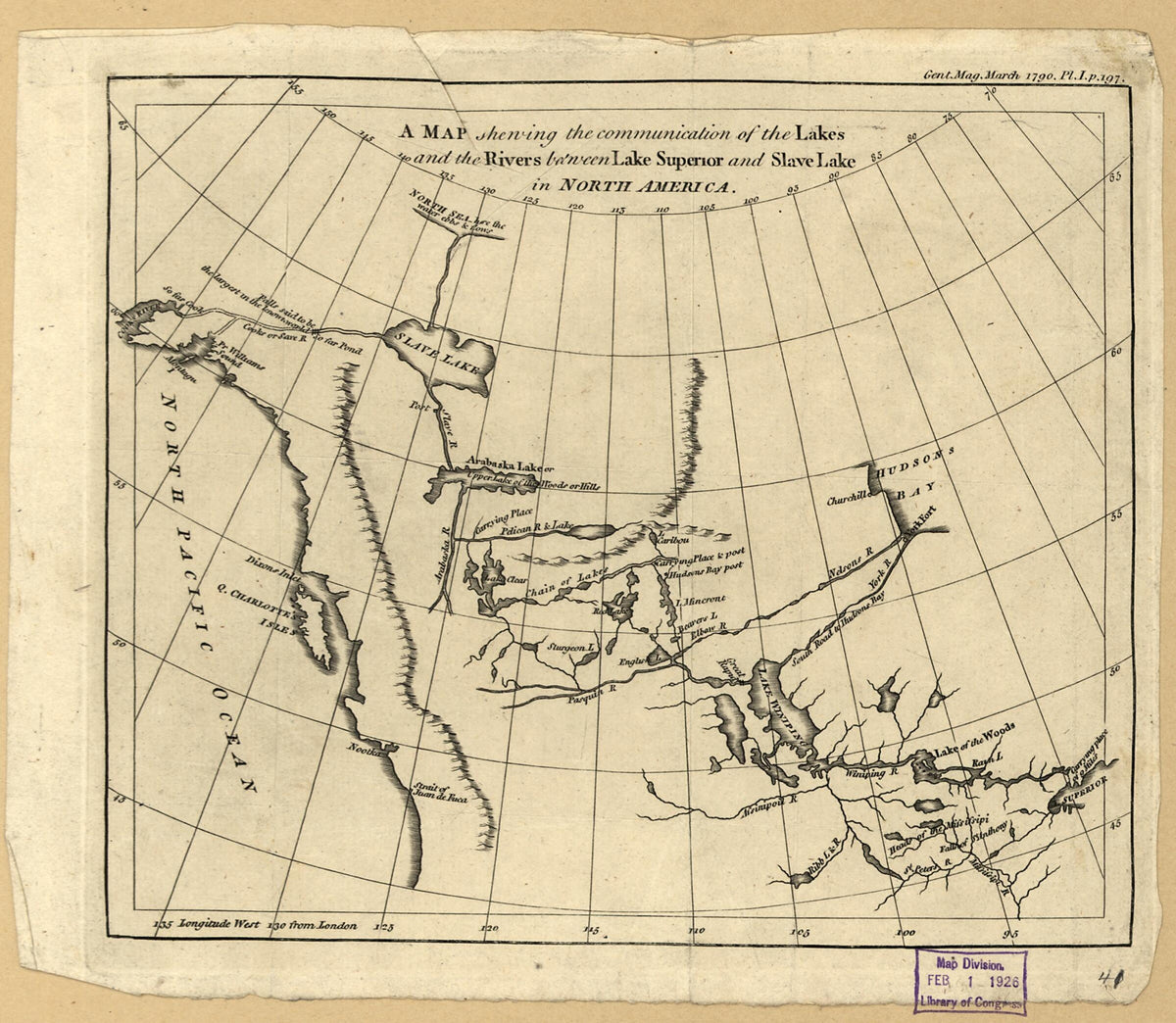 A Map Shewing the Communication of the Lakes and the Rivers Between Lake Superior and Slave Lake In North America 1790 by Relic Map Company