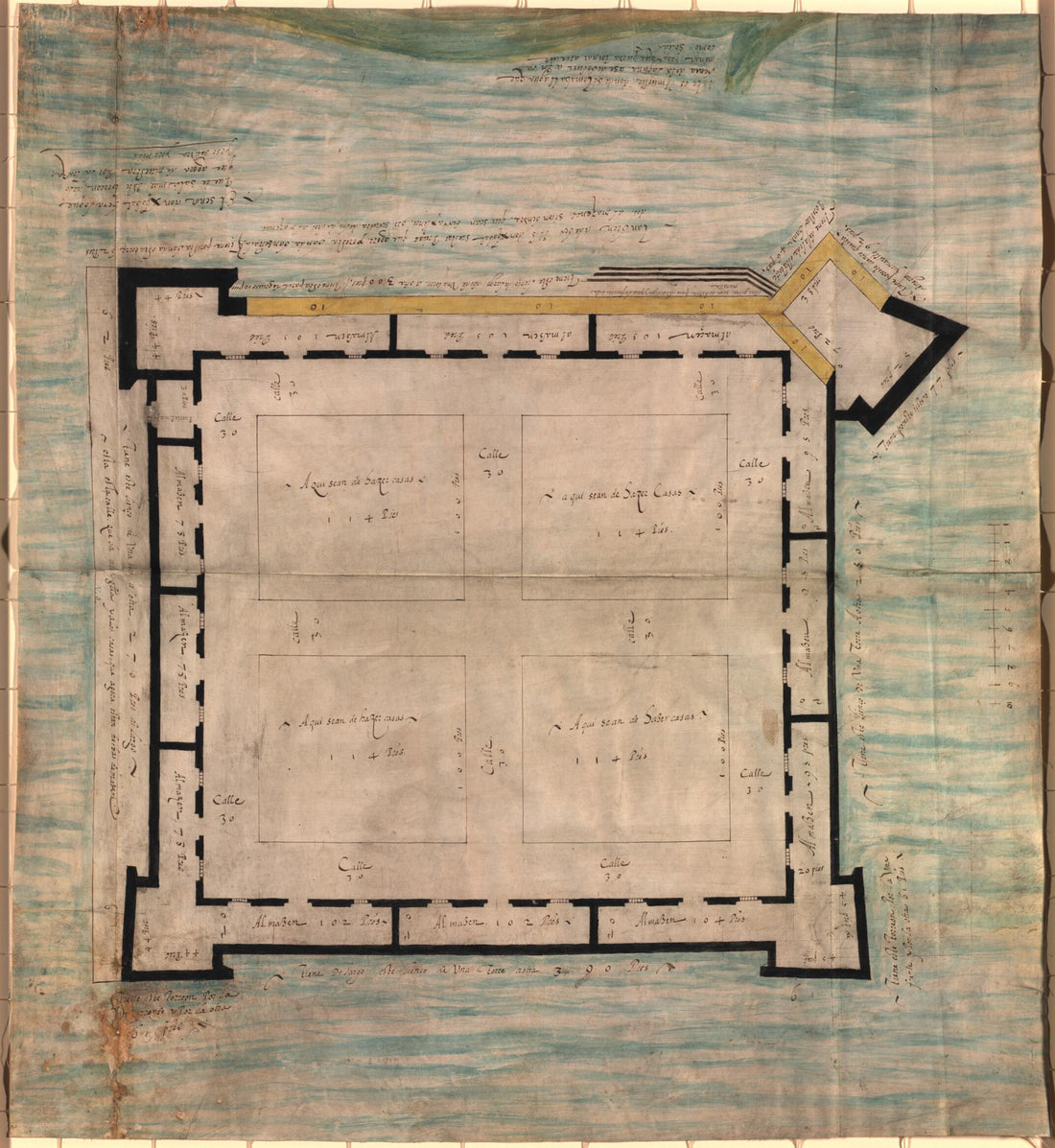 This old map of San Juan De Ulúa from 1570 was created by Cristóbal De Eraso,  Hans and Hanni Kraus Sir Francis Drake Collection (Library of Congress) in 1570