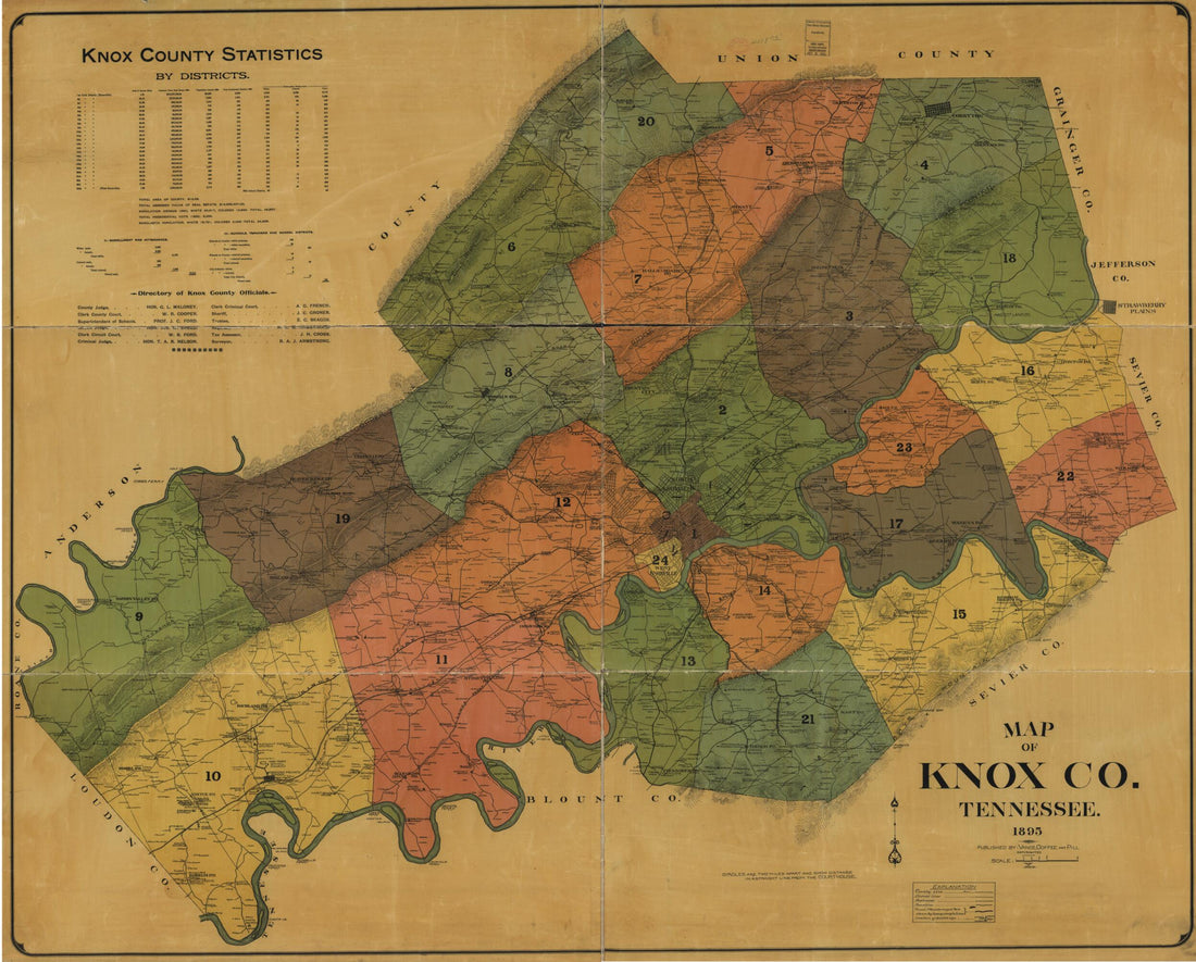 This old map of Map of Knox Co., Tennessee (Map of Knox County, Tennessee) from 1895 was created by J. R. Pill, Coffee Vance in 1895