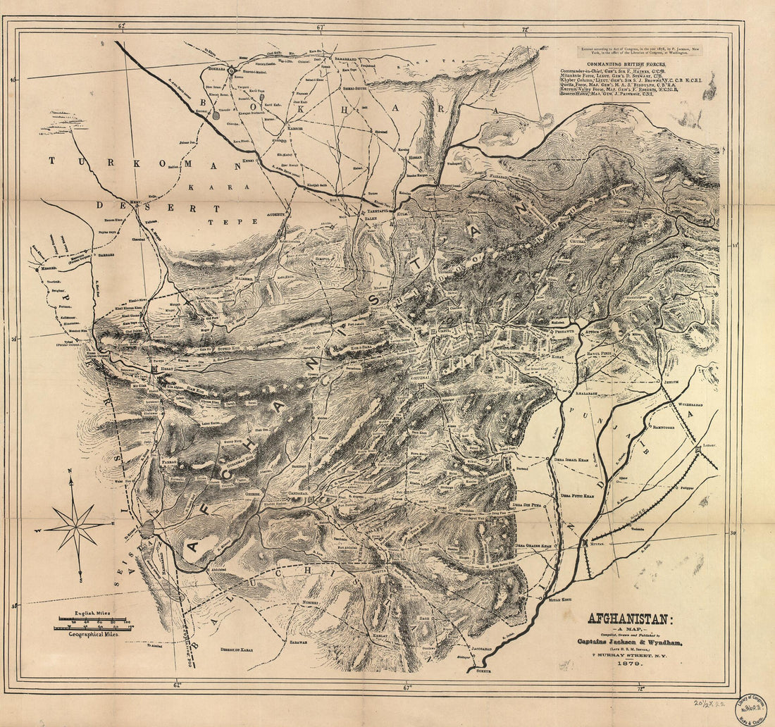 This old map of Afghanistan : a Map from 1879 was created by P. Jackson, W. Wyndham in 1879