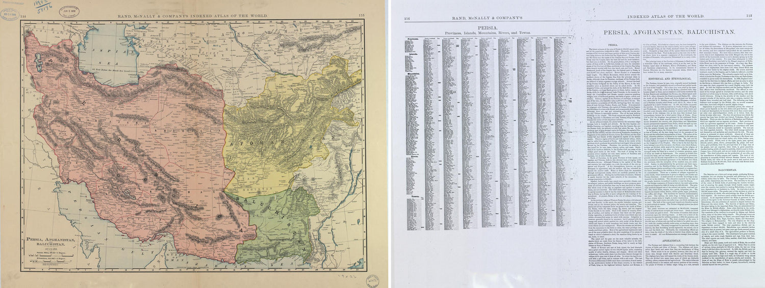This old map of Persia, Afghanistan and Baluchistan from 1898 was created by  Rand McNally and Company in 1898