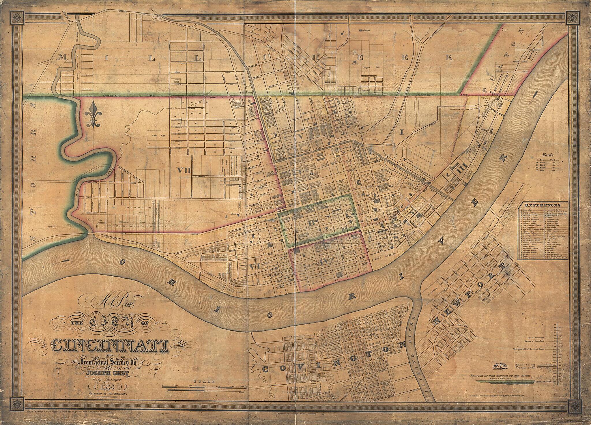 This old map of Map of the City of Cincinnati from 1838 was created by Joseph Gest, W. (William) Haviland in 1838