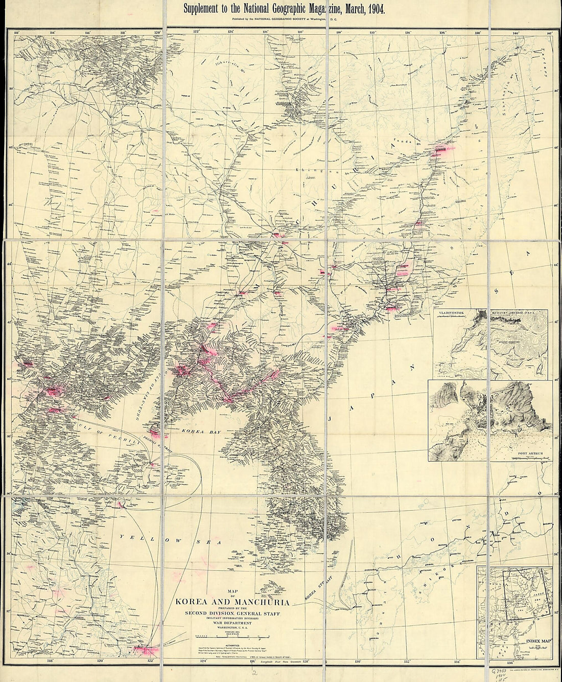 This old map of Map of Korea and Manchuria from 1904 was created by  National Geographic Society (U.S.),  Norris Peters Co,  General&