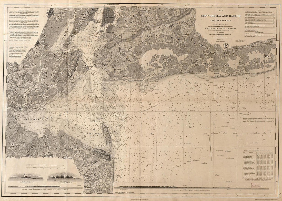 This old map of York Bay and Harbor and the Environs from 1845 was created by A. D. (Alexander Dallas) Bache, F. R. (Ferdinand Rudolph) Hassler in 1845