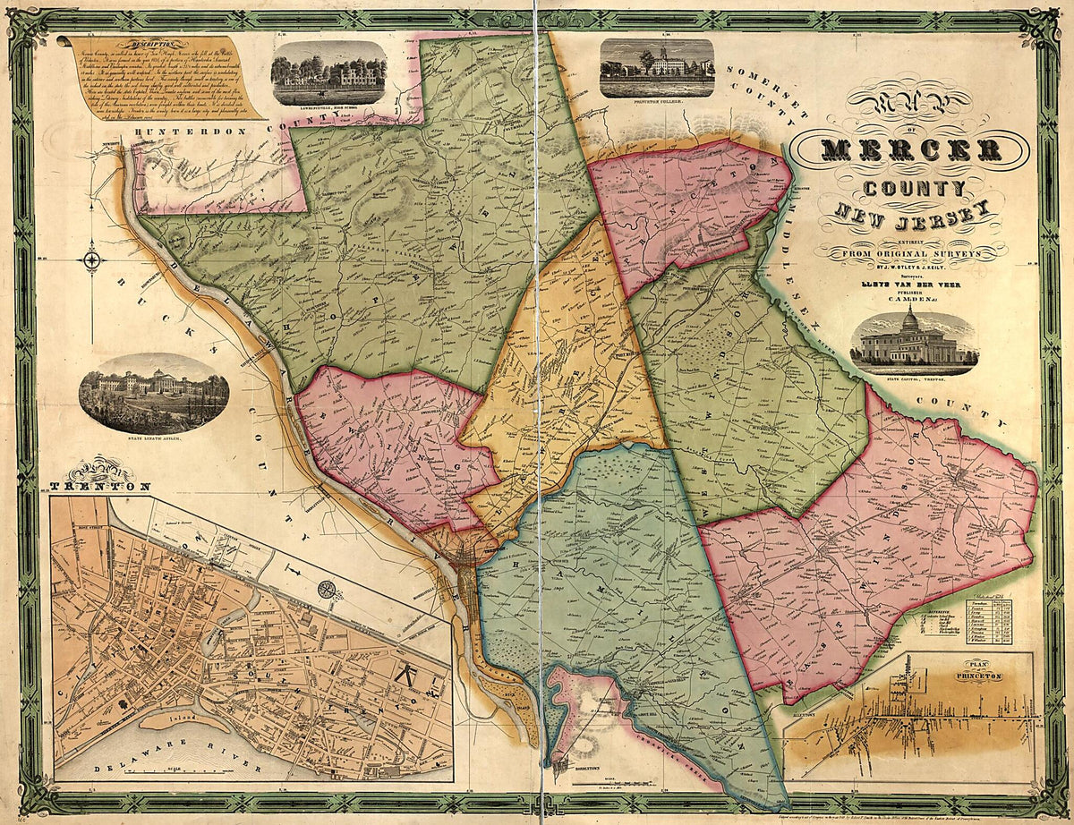 Map of Mercer County, New Jersey 1849 by Relic Map Company