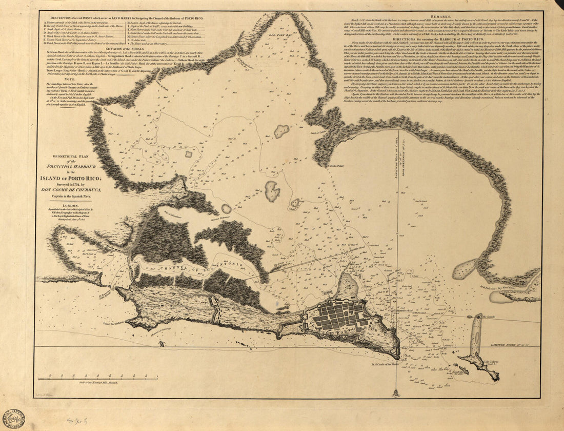 This old map of Geometrical Plan of the Principal Harbour In the Island of Porto sic Rico from 1805 was created by Cosme Damián De Churruca Y Elorza, H. Wilson in 1805