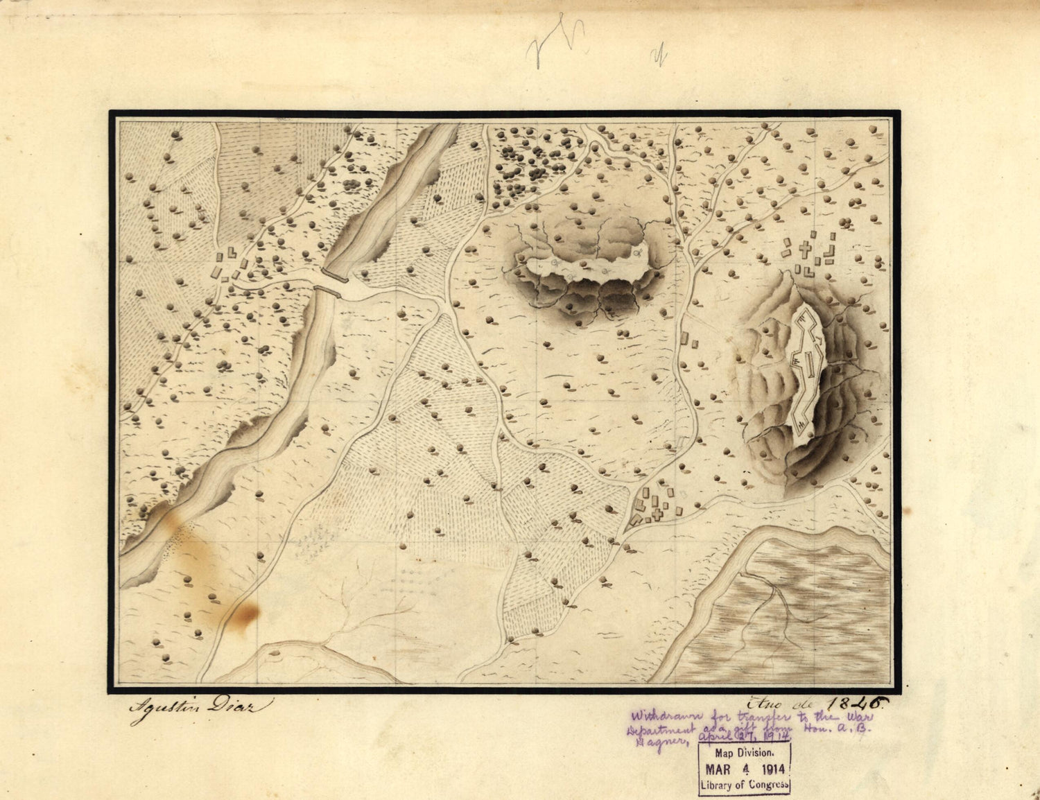 This old map of Military Training Map, Mexico from 1846 was created by Agustin Diaz in 1846
