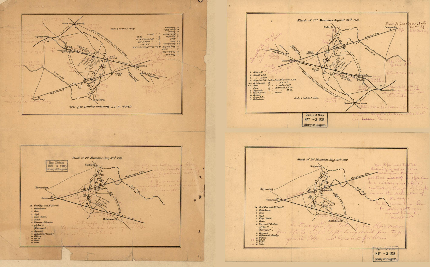 This old map of Sketch of 2nd Manassas, August 29th from 1862 ; Sketch of 2nd Manassas, Aug. 30th, from 1862 was created by  in 1862