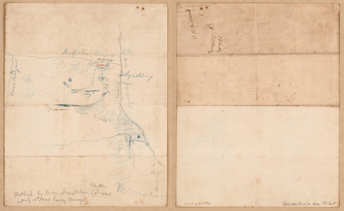This old map of Map Showing Military Positions at Battle of San Jacinto That Took Place In Texas On April 21, from 1836 was created by Benjamin Cromwell Franklin in 1836