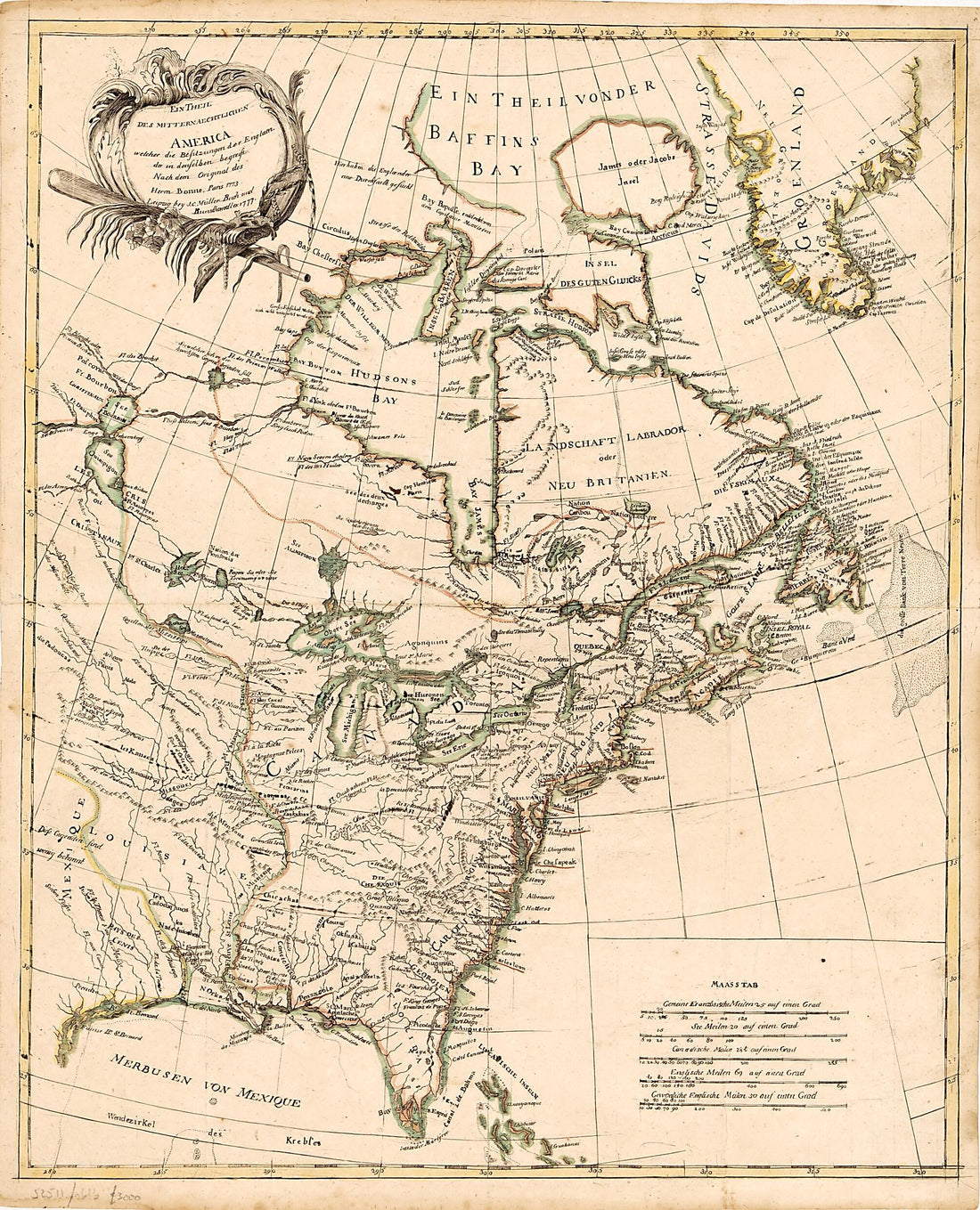 This old map of Ein Theil Des Mitternaechtlichen America : Welcher Die Besitzungen Der Englaender : In Denselben Begreist Nach Dem Original Des Herr&
