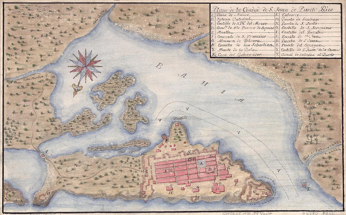 This old map of Plano De La Ciudad De S. Juan De Puerto Rico from 1770 was created by  in 1770