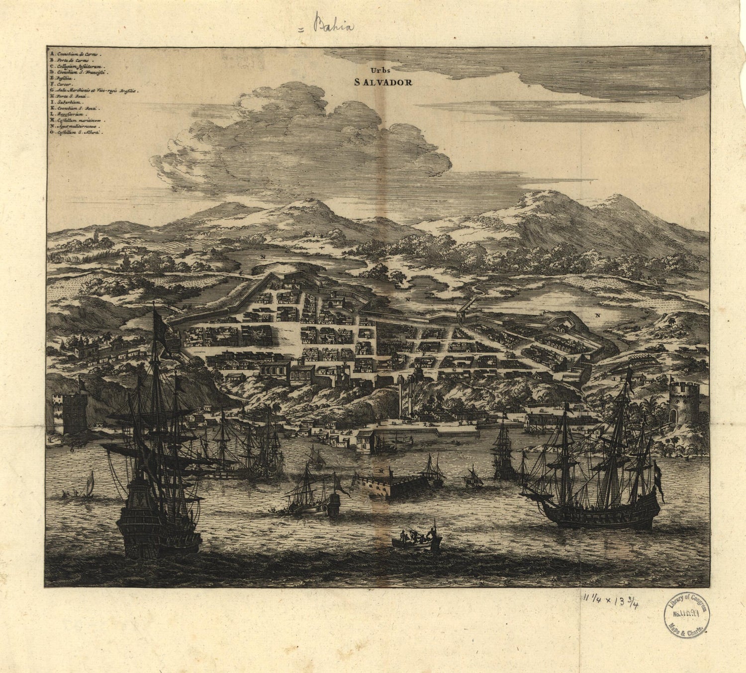 This old map of Urbs Salvador from 1671 was created by Arnoldus Montanus in 1671