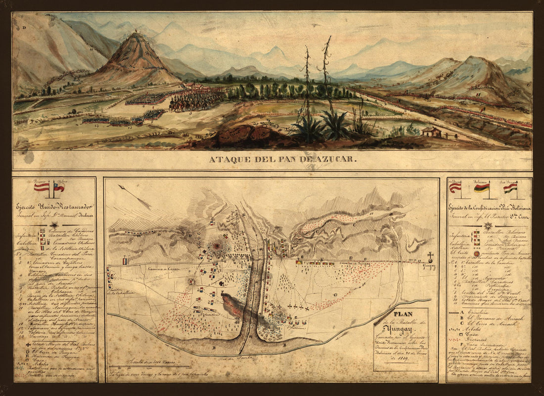 This old map of Restaurador Sobre Las Fuerzas De La Confederación Perú-Boliviano El Dia 20 De Enero De from 1839 was created by  in 1839