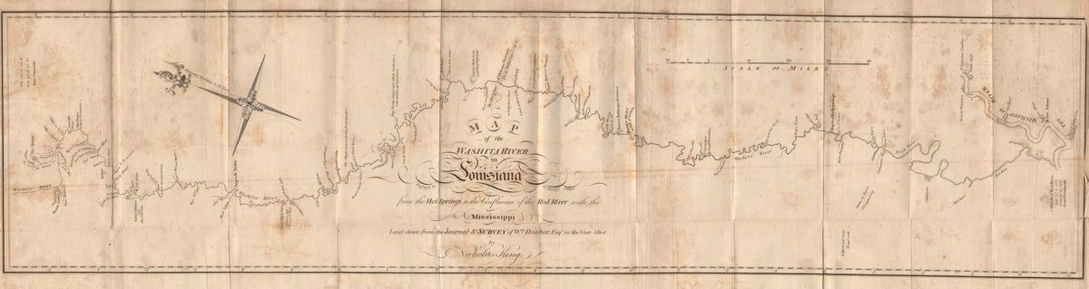 Map of the Washita River In Louisiana from the Hot Springs to the Confluence of the Red River With the Mississippi 1804 by Relic Map Company
