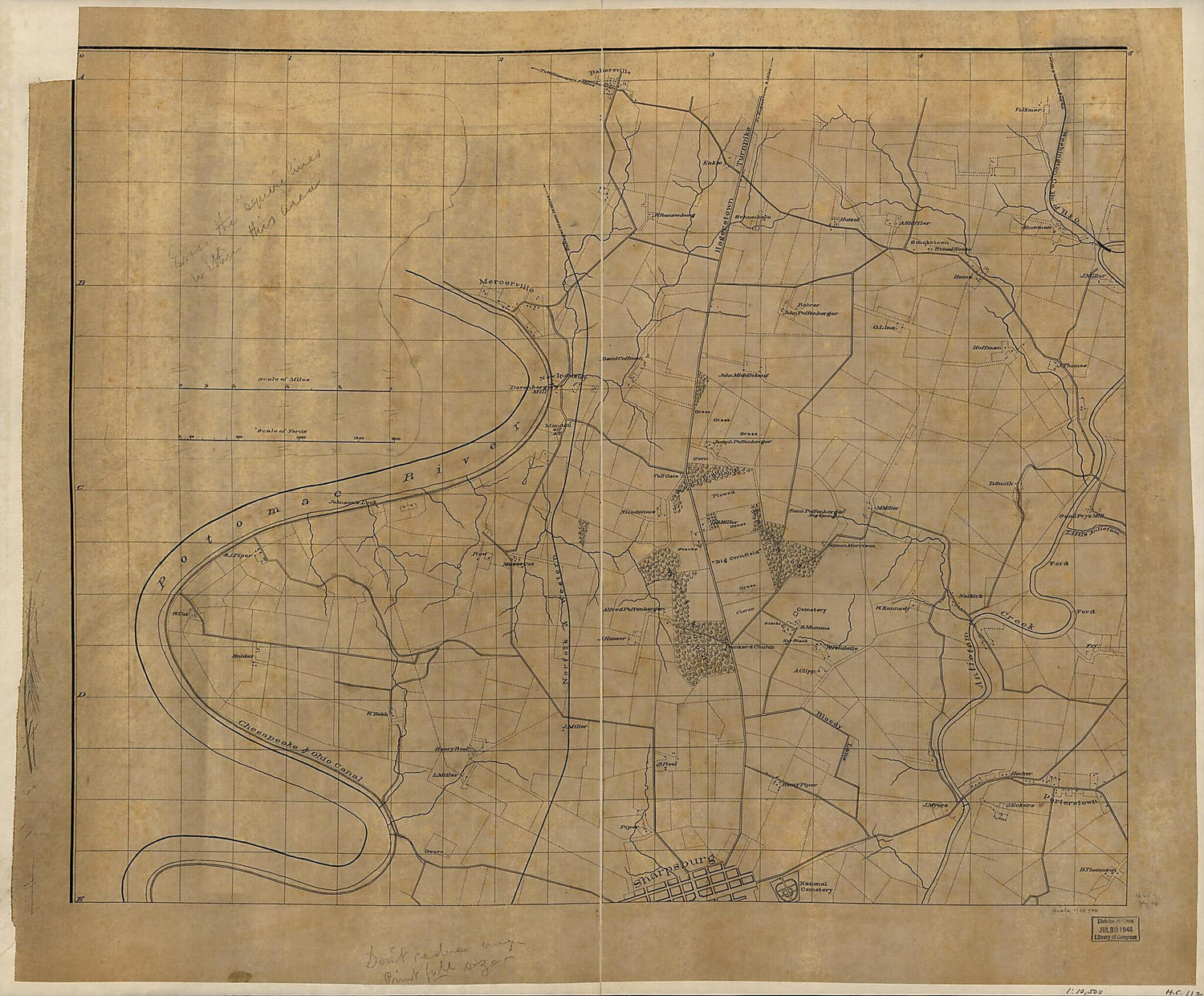This old map of Northwest, Or No. 1 Sheet of Preliminary Map of Antietam (Sharpsburg) Battlefield from 1894 was created by Jedediah Hotchkiss, N. (Nathaniel) Michler in 1894
