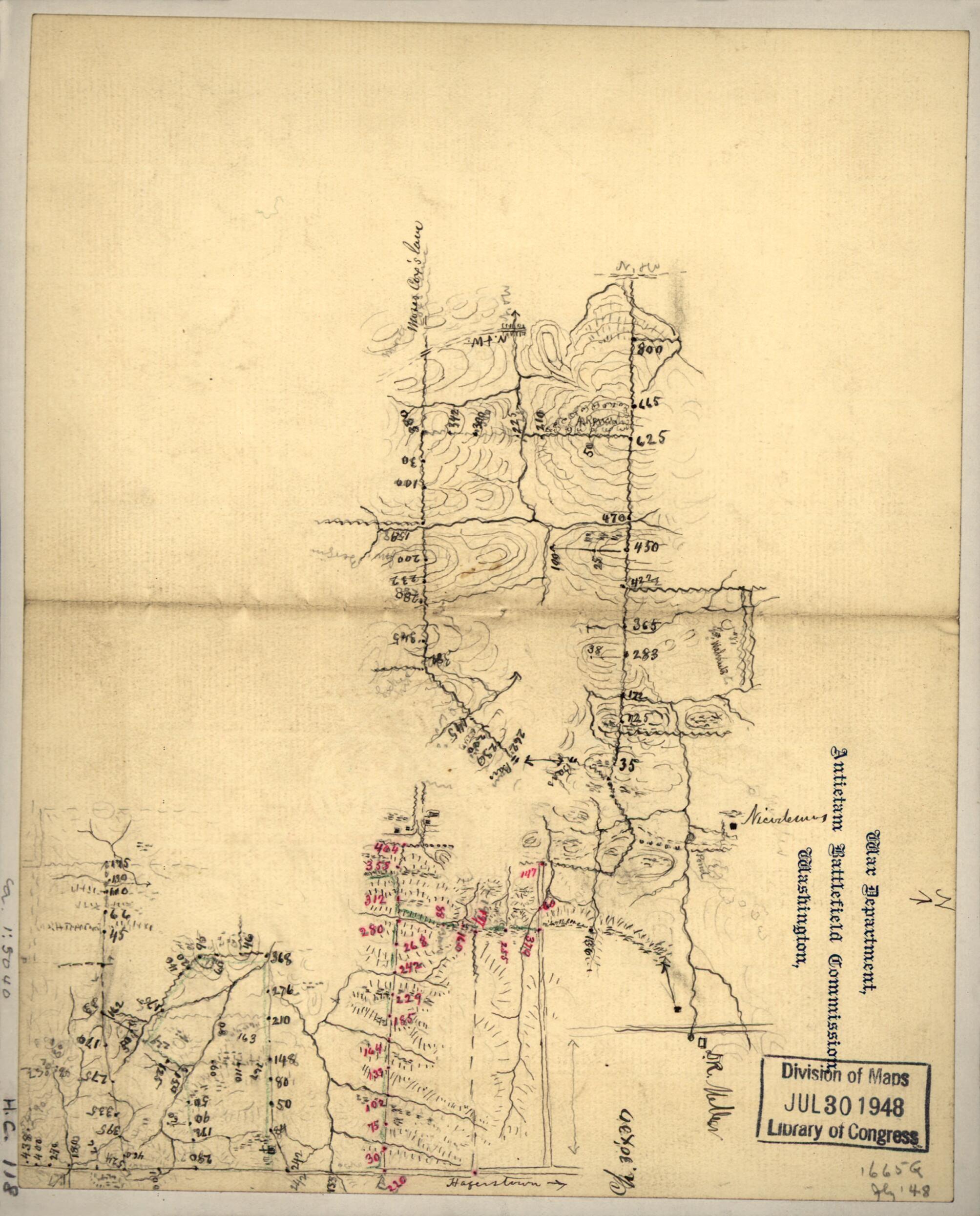 This old map of Preliminary Field Sketch of Part of the Antietam Battlefield, In the Area North of Sharpsburg from 1895 was created by  in 1895