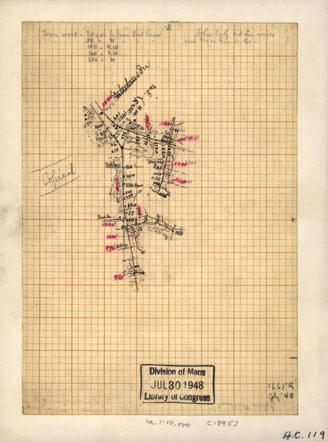 This old map of Preliminary Field Sketch of Part of the Shepherdstown Road East of Sharpsburg from 1895 was created by  in 1895