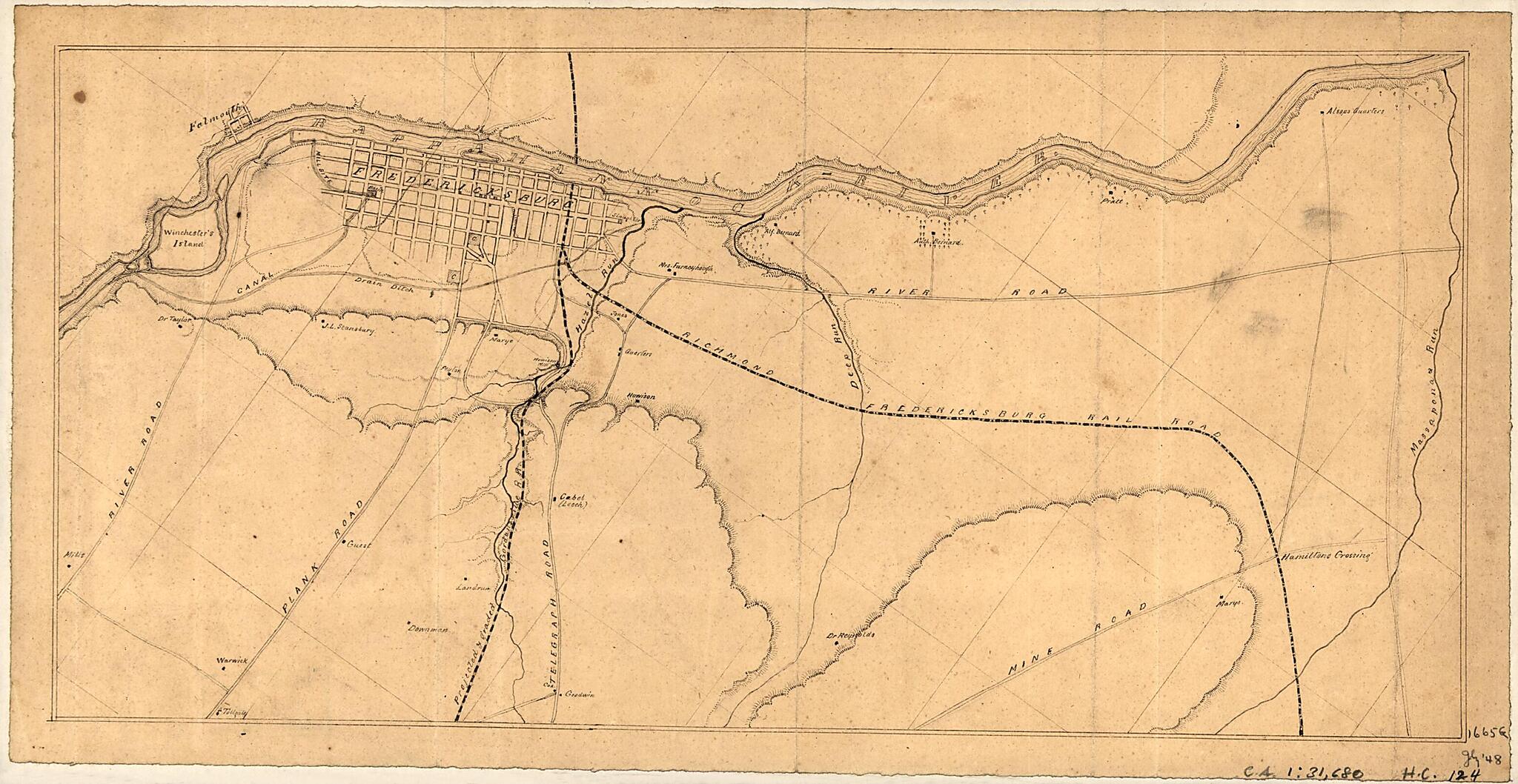 This old map of Map of Fredericksburg, Va., and Vicinity from 1862 was created by  in 1862