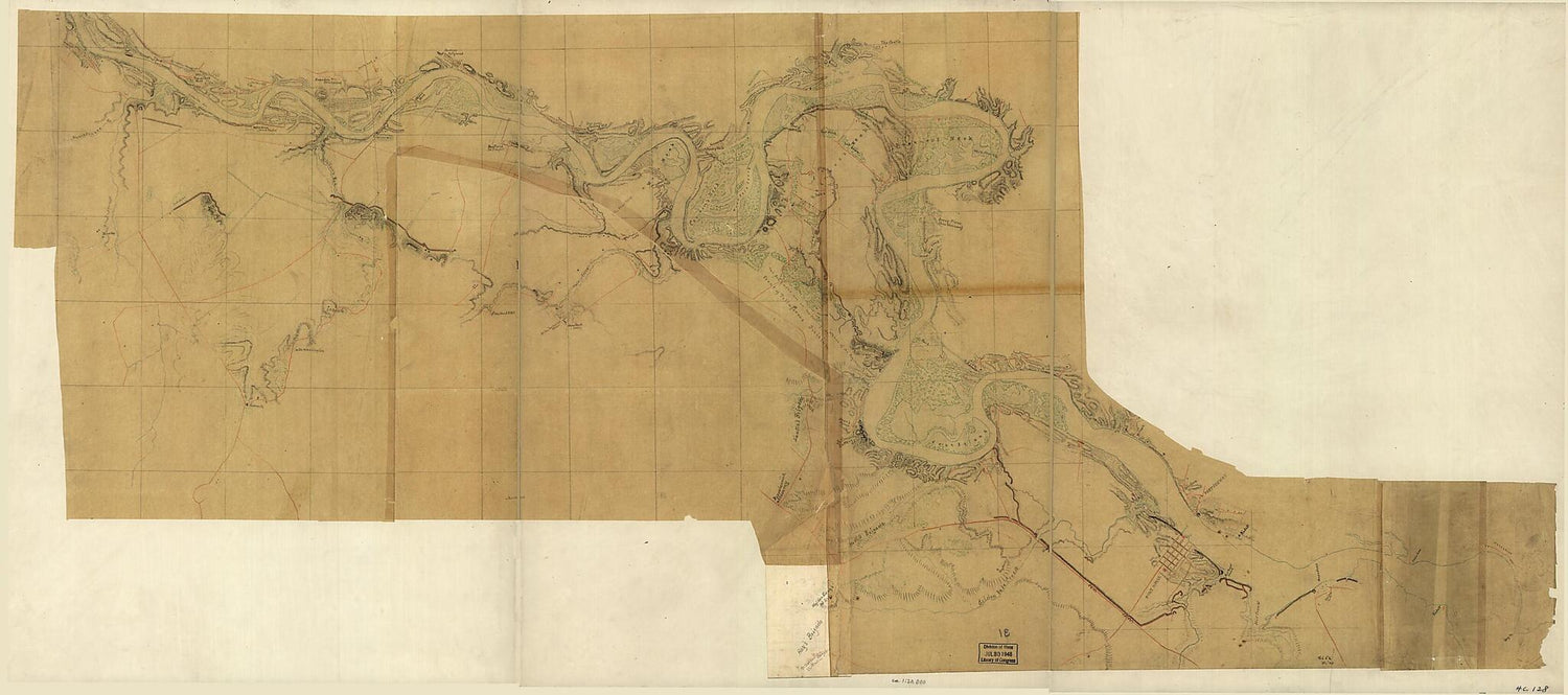 This old map of Map of the Rappahannock River Below Fredericksburg, Showing Port Royal, Moss Neck, Corbin&