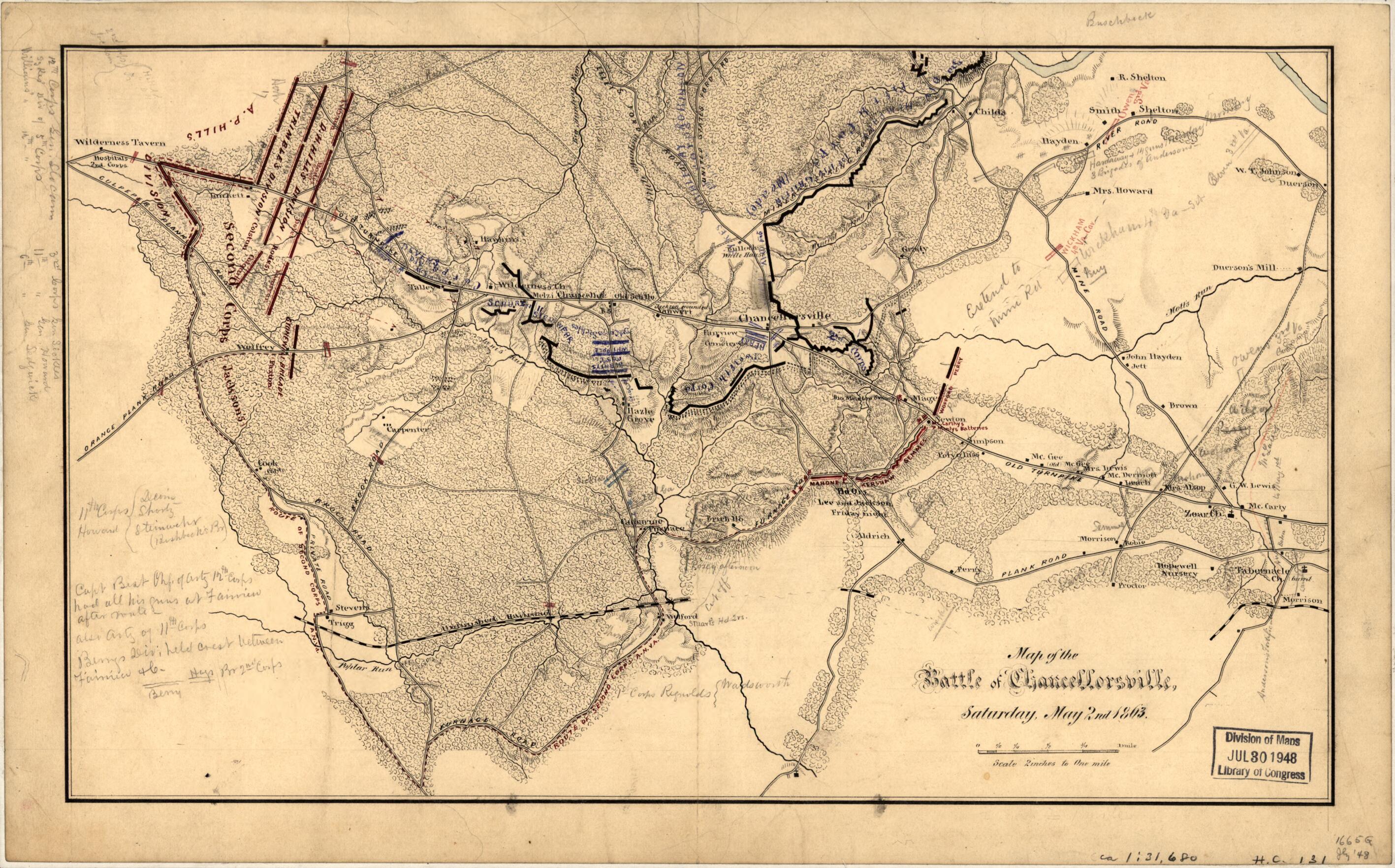 This old map of Map of the Battle of Chancellorsville, Saturday, May 2nd from 1863 was created by  in 1863