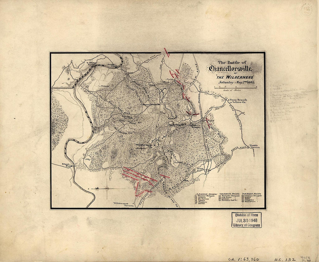 This old map of The Battle of Chancellorsville, Or The Wilderness, Saturday, May 2nd from 1863 was created by  in 1863