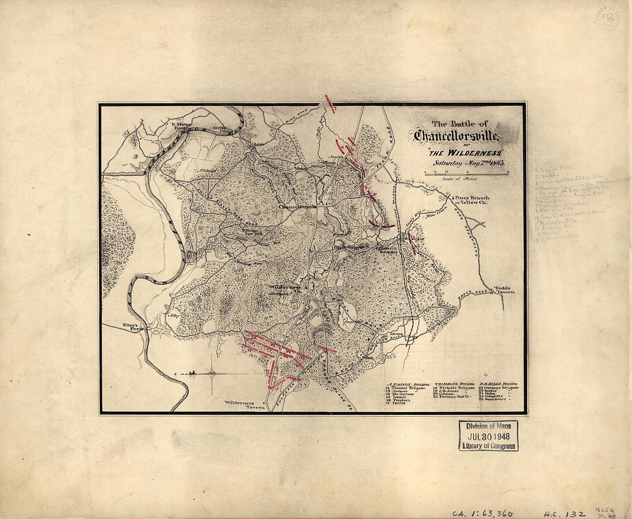 This old map of The Battle of Chancellorsville, Or The Wilderness, Saturday, May 2nd from 1863 was created by  in 1863