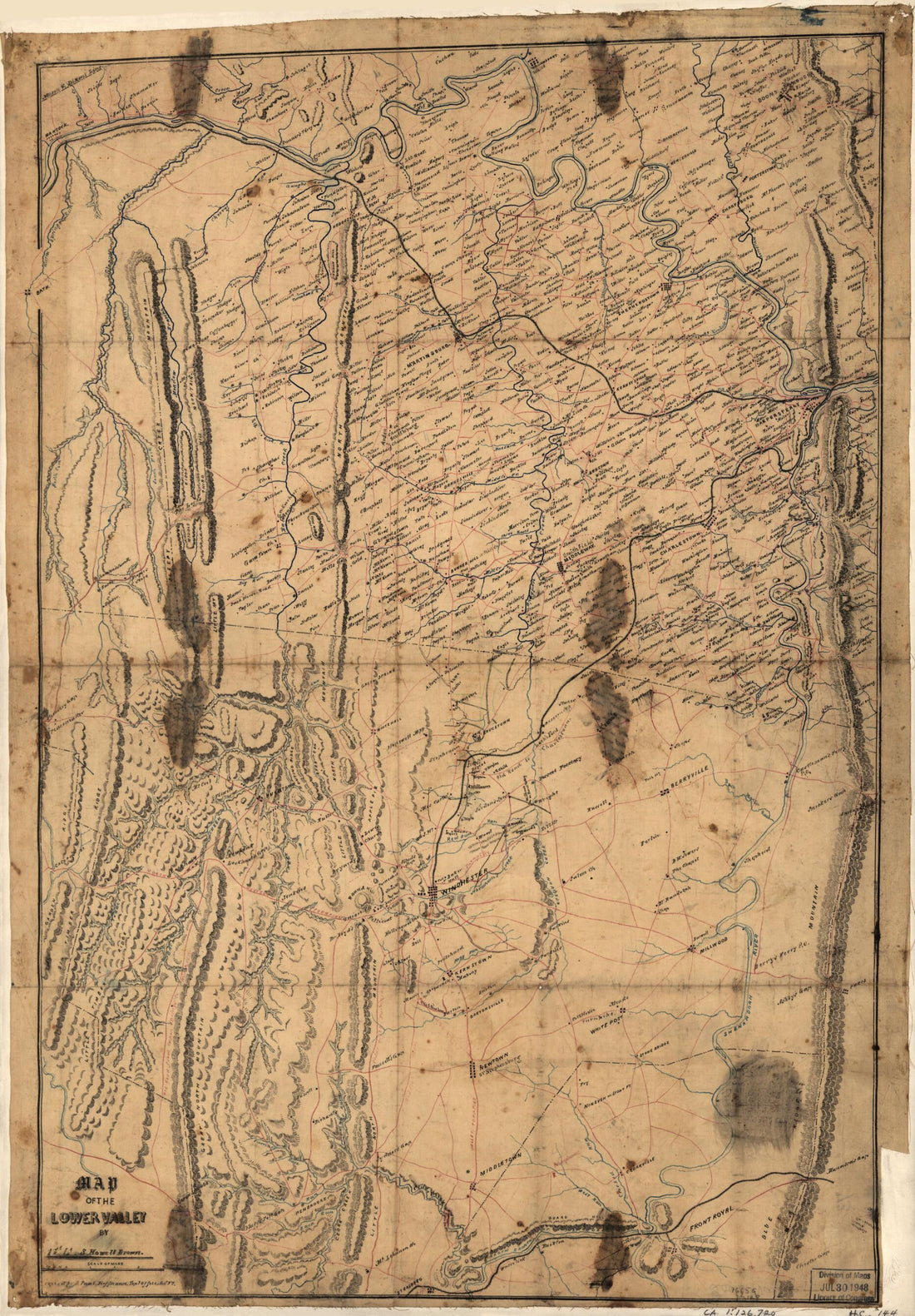 This old map of Map of the Lower Shenandoah Valley from 1863 was created by Samuel Howell Brown, J. Paul Hoffmann in 1863