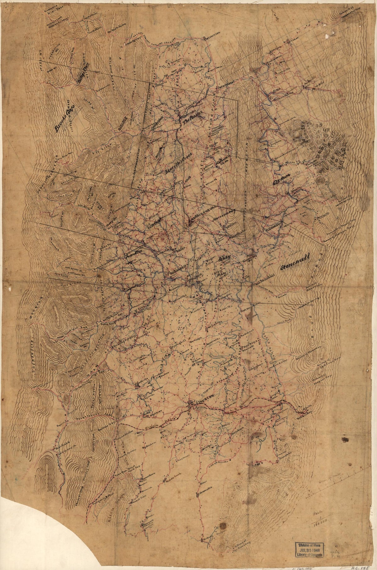 Map of the Shenandoah Valley from Mt. Jackson to Midway, Including Parts of Shenandoah, Page, Rockingham, and Augusta Counties, Virginia 1860 by Relic Map Company