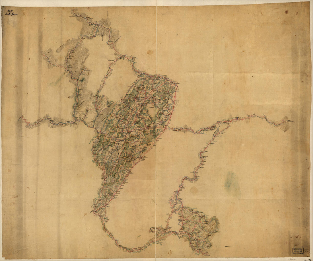 This old map of Map of the Shenandoah Valley from Harrisonburg to Mt. Jackson, With Topographical Detail Along the Principal Roads from Thornton&