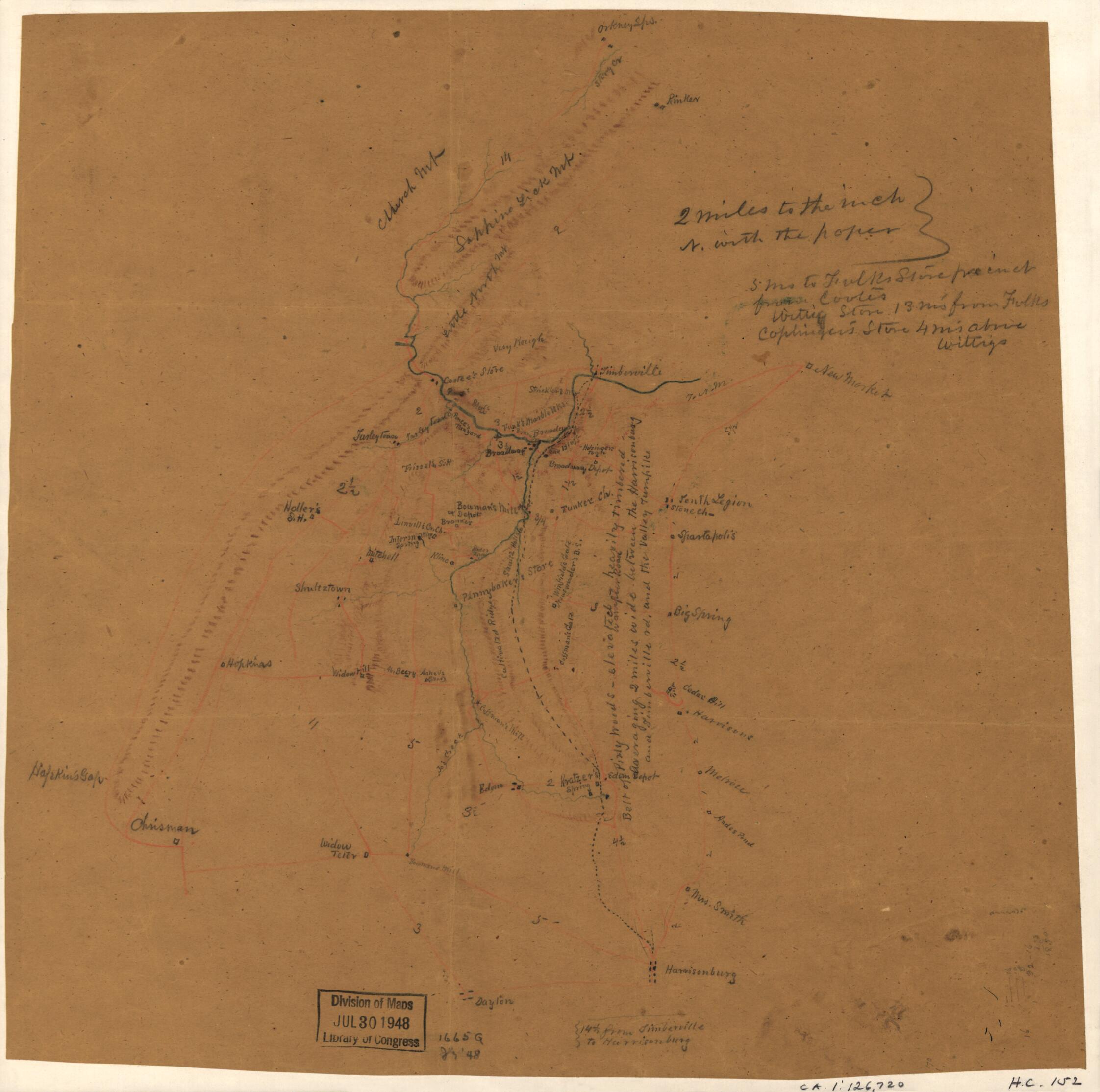 This old map of Map of Parts of Rockingham and Shenandoah Counties, Virginia, Including Harrisonburg and Orkney Springs from 1860 was created by  in 1860