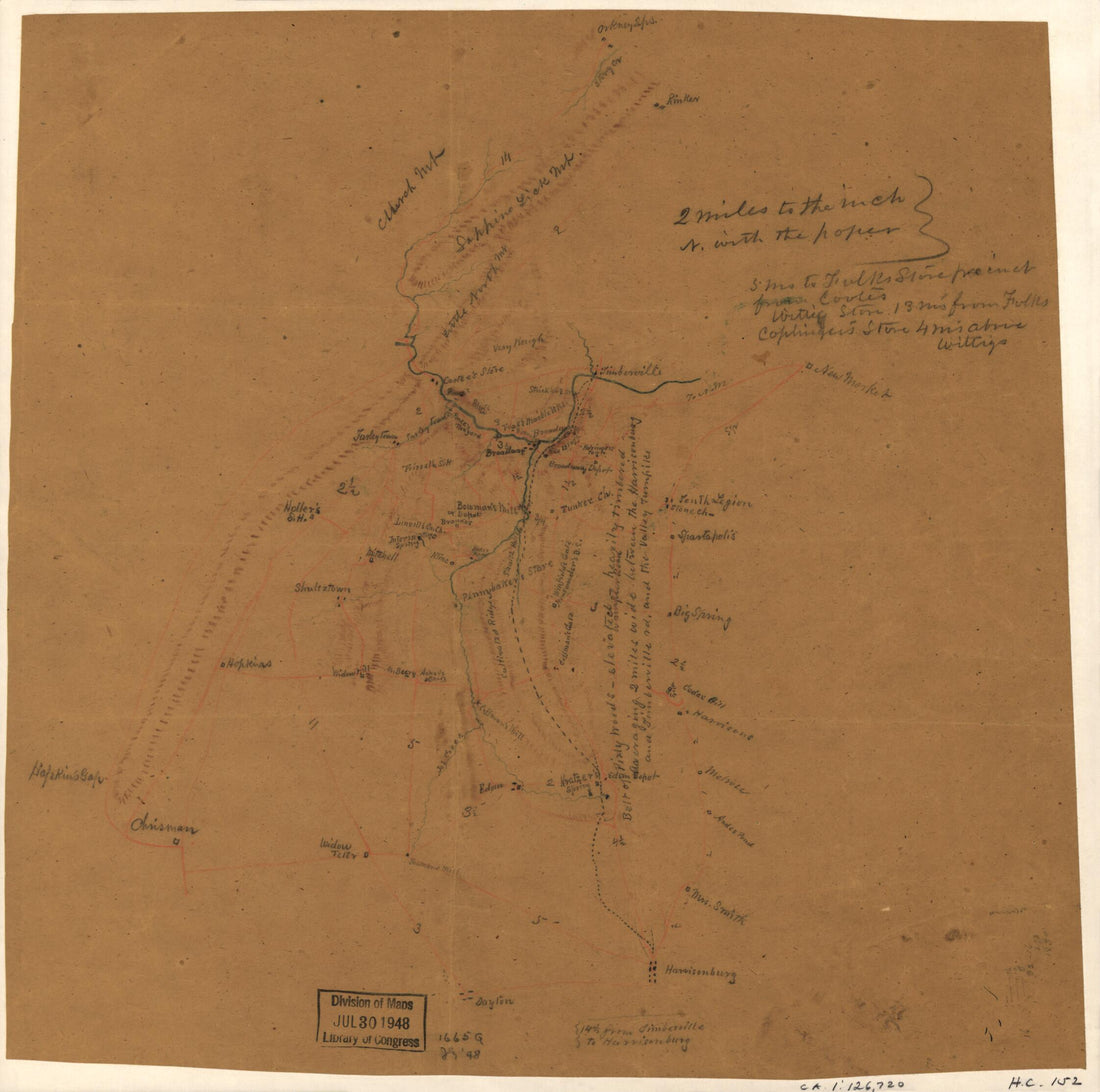 This old map of Map of Parts of Rockingham and Shenandoah Counties, Virginia, Including Harrisonburg and Orkney Springs from 1860 was created by  in 1860