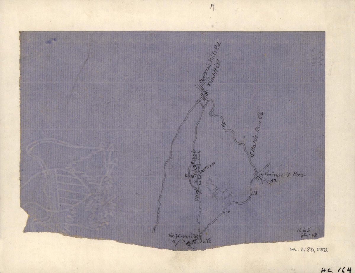Sketch of Flint Hill, Virginia, and the Roads to Gaines X Roads, F. Eastham, and the Hermitage 1863 by Relic Map Company