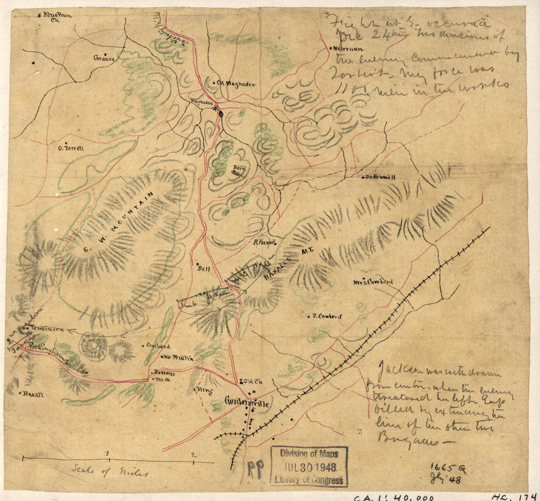 This old map of Sketch of the Cavalry Engagement of General Lomax Near Gordonsville, Virginia, Dec. 24th, from 1864 was created by  in 1864