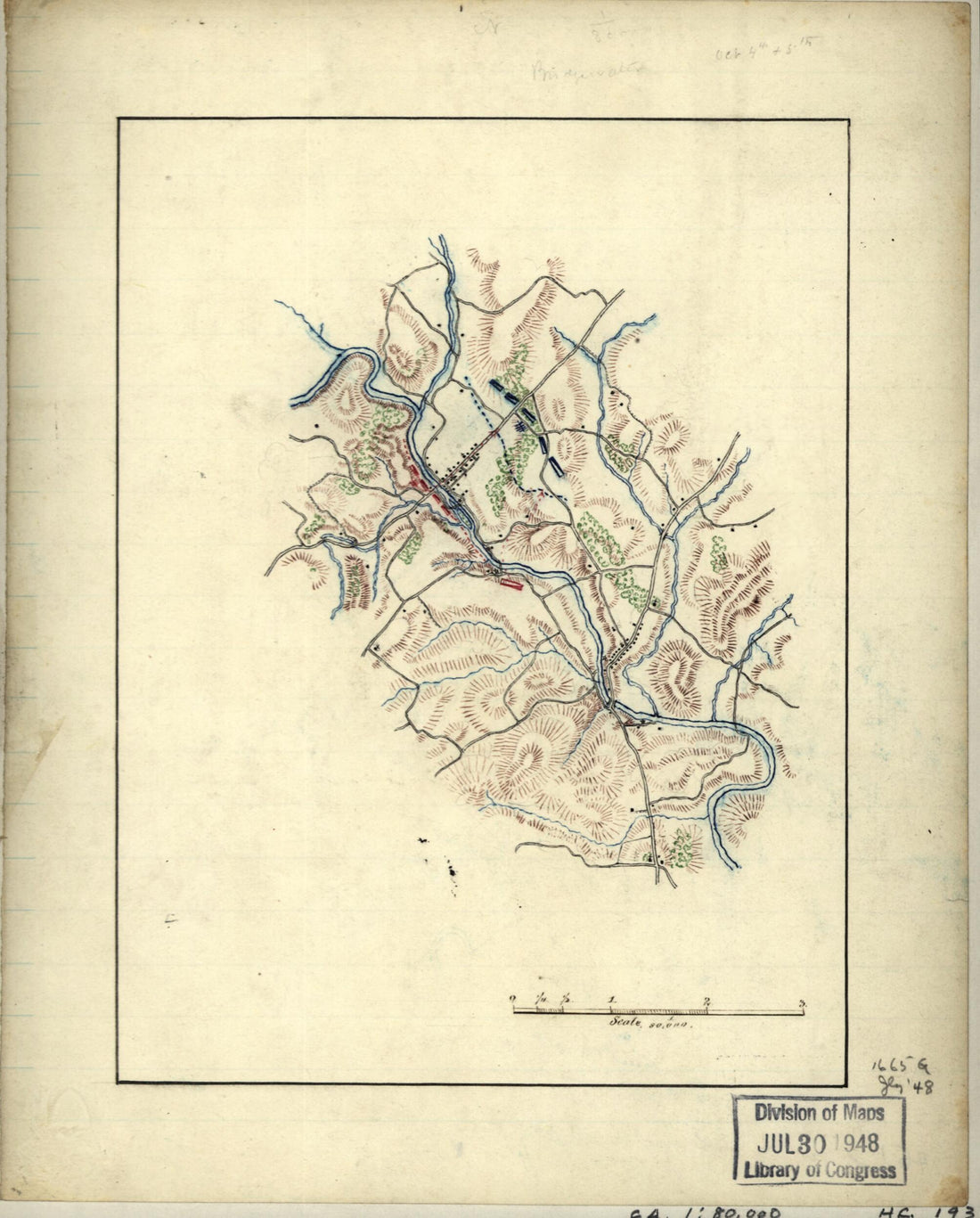 This old map of Map of Cavalry Engagement Near Bridgewater, Va., Oct. 4th and 5th, from 1864 was created by Jedediah Hotchkiss in 1864