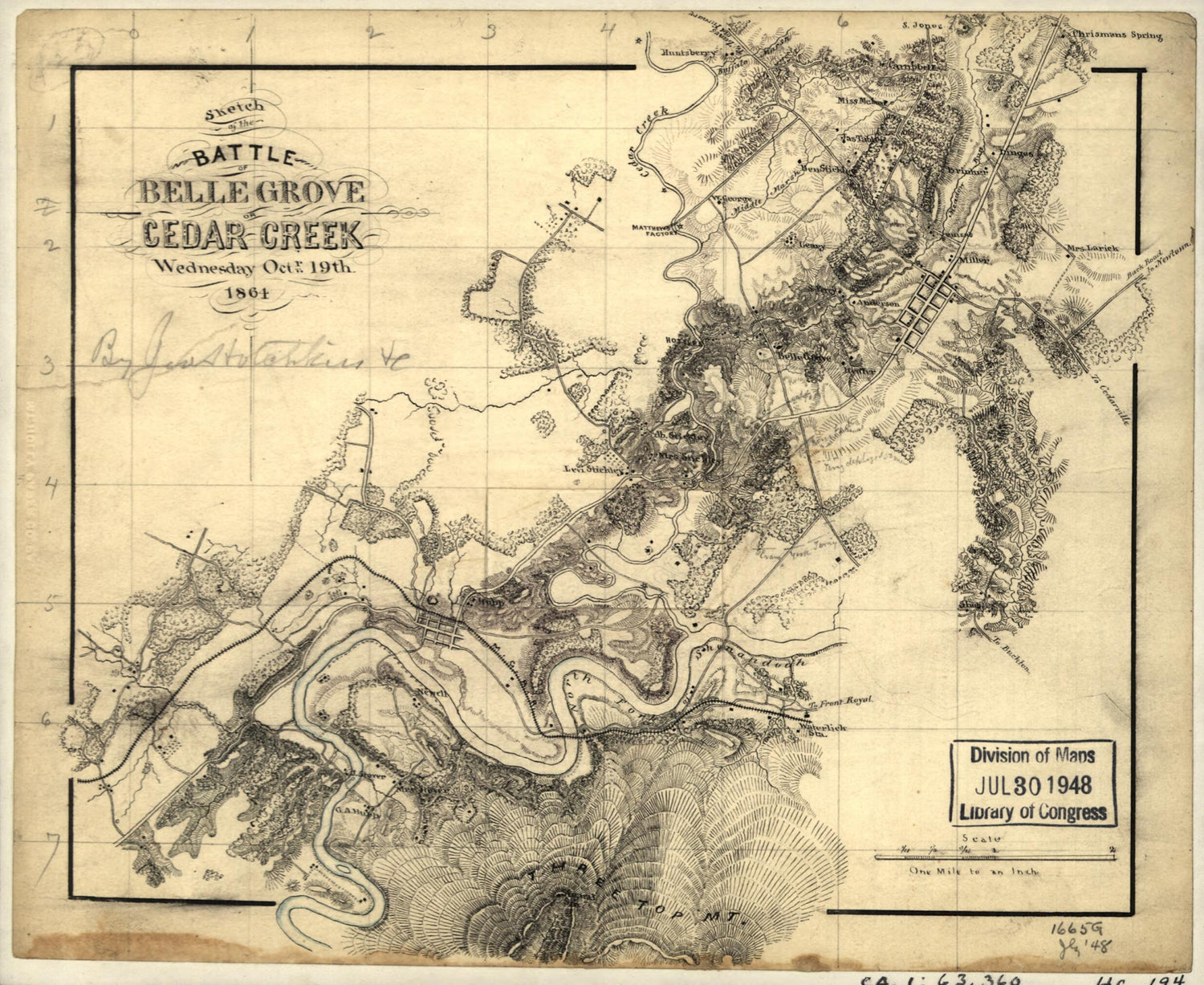 This old map of Sketch of the Battle of Belle Grove Or Cedar Creek, Wednesday, Oct&