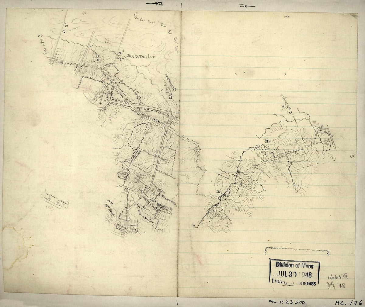 Preliminary Sketch of a Portion of the Belle Grove Or Cedar Creek Battlefield Area 1864 by Relic Map Company