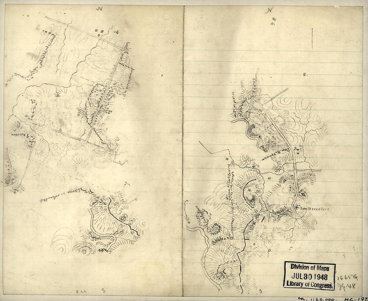 Preliminary Sketch of a Portion of the Belle Grove Or Cedar Creek Battlefield Area 1864 by Relic Map Company